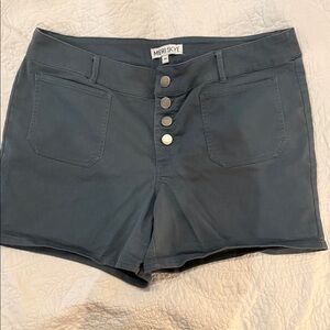 Meri Skye High-Waist Button-Front Women’s Shorts — Slate Blue